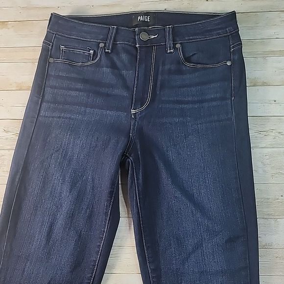 PAIGE Womens HOXTON ANKLE High-Rise Skinny Charing Dark Blue Jeans‎ 28 - Picture 2 of 14